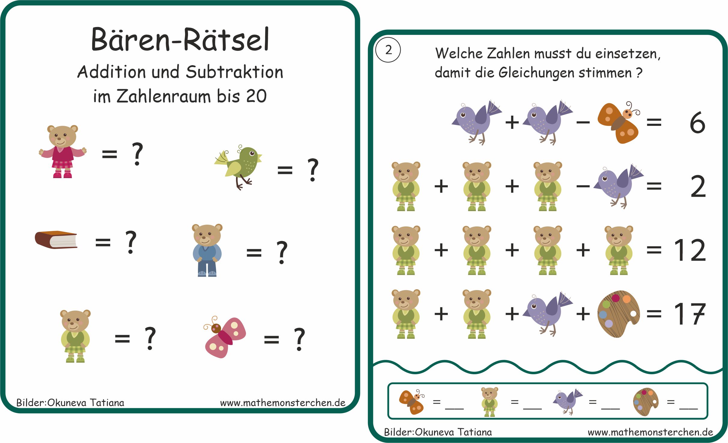 Mathemonsterchen Addition Und Subtraktion mathemonsterchen-addition-und-subtraktion